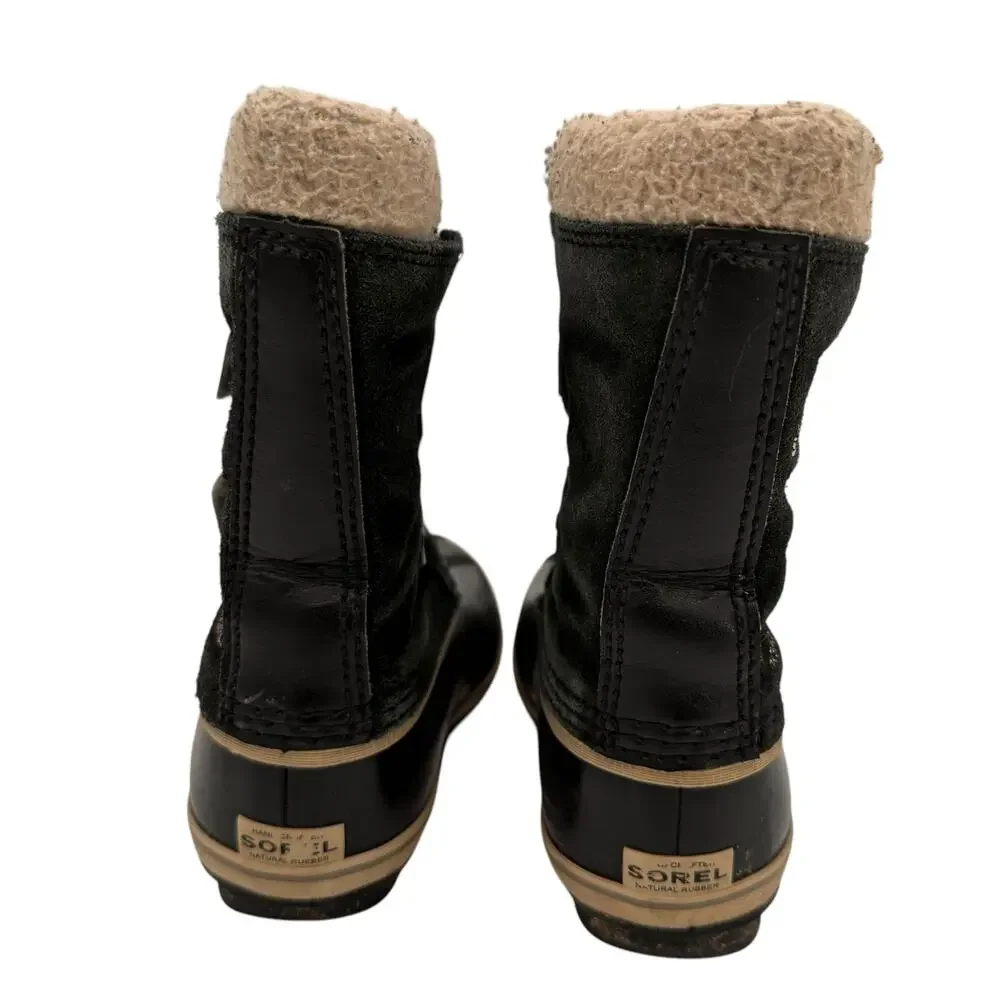 Sorel Youth Pac Strap Black Suede Waterproof Snow Boots Size 11